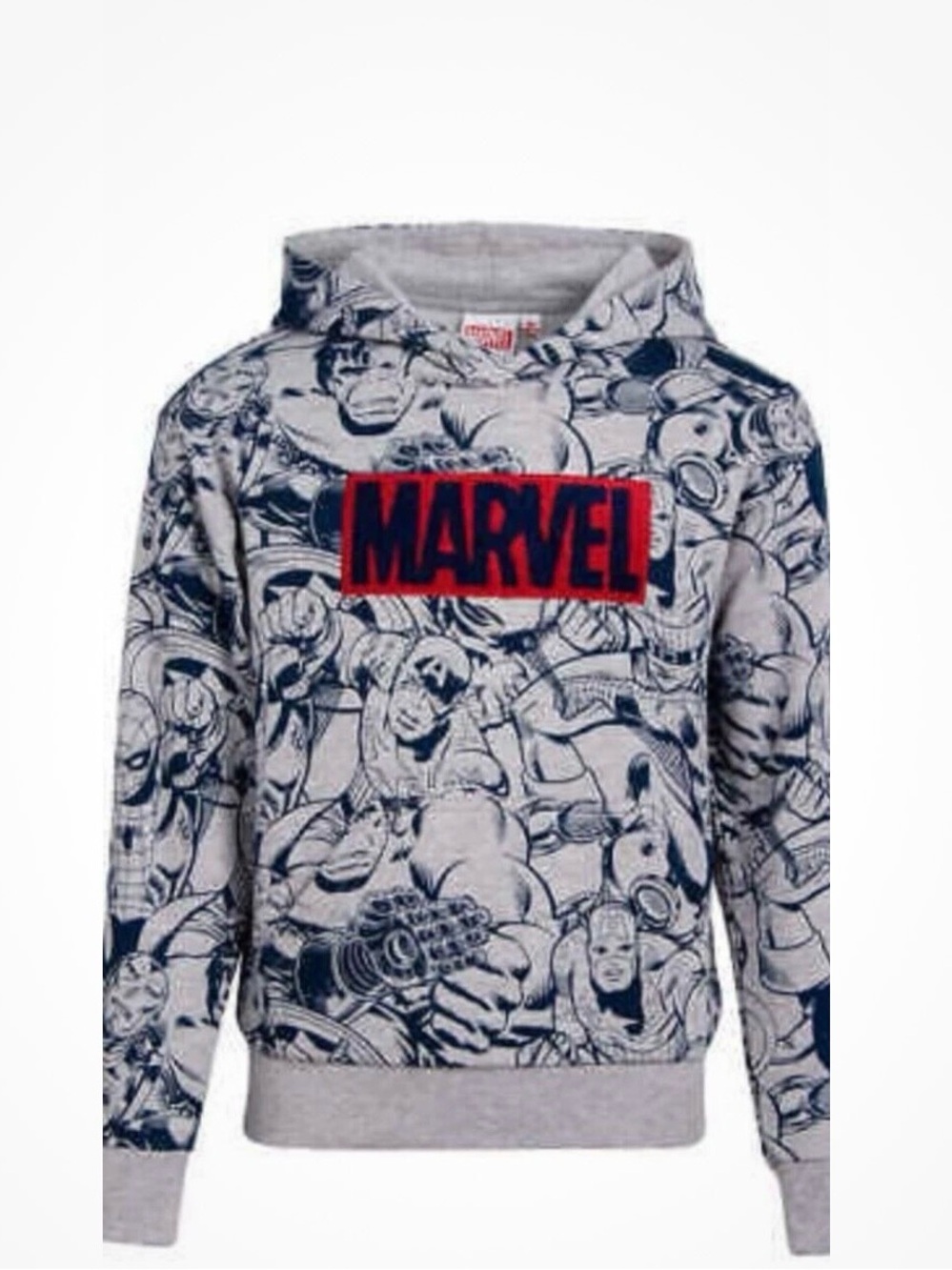 Marvel Boys' Grey Hoodie with Red & Navy Logo Spider-Man